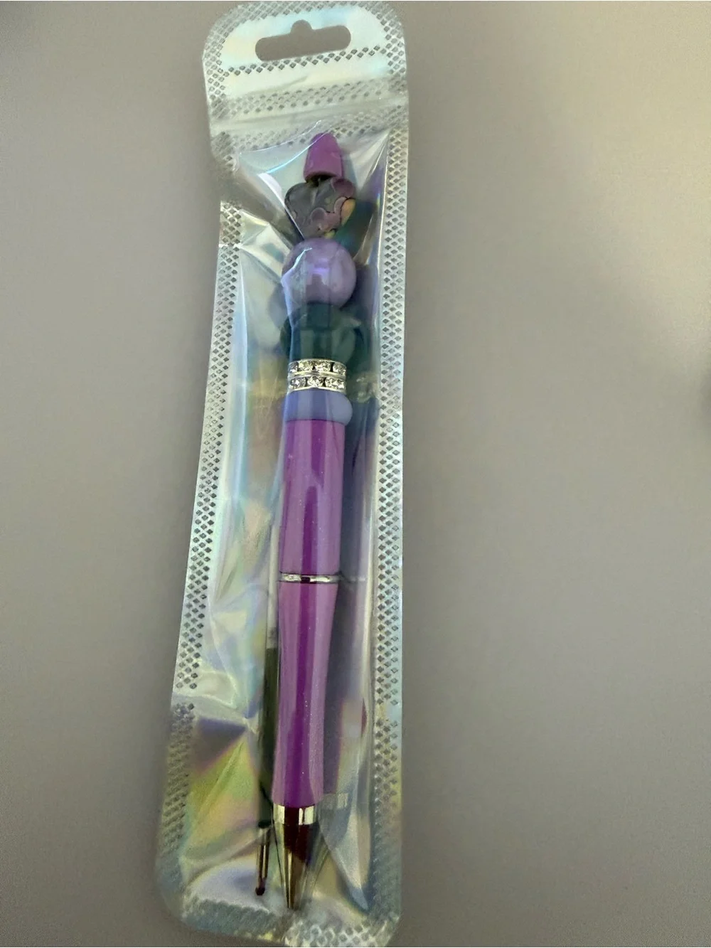 Purple Decorative Multi-Tool Pen with Rhinestone Accent